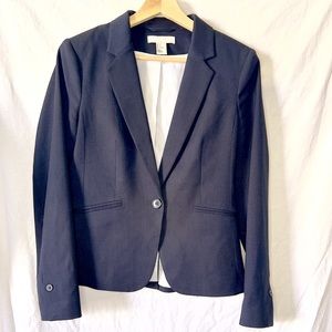 H&M Navy Blue Fitted Suit Jacket